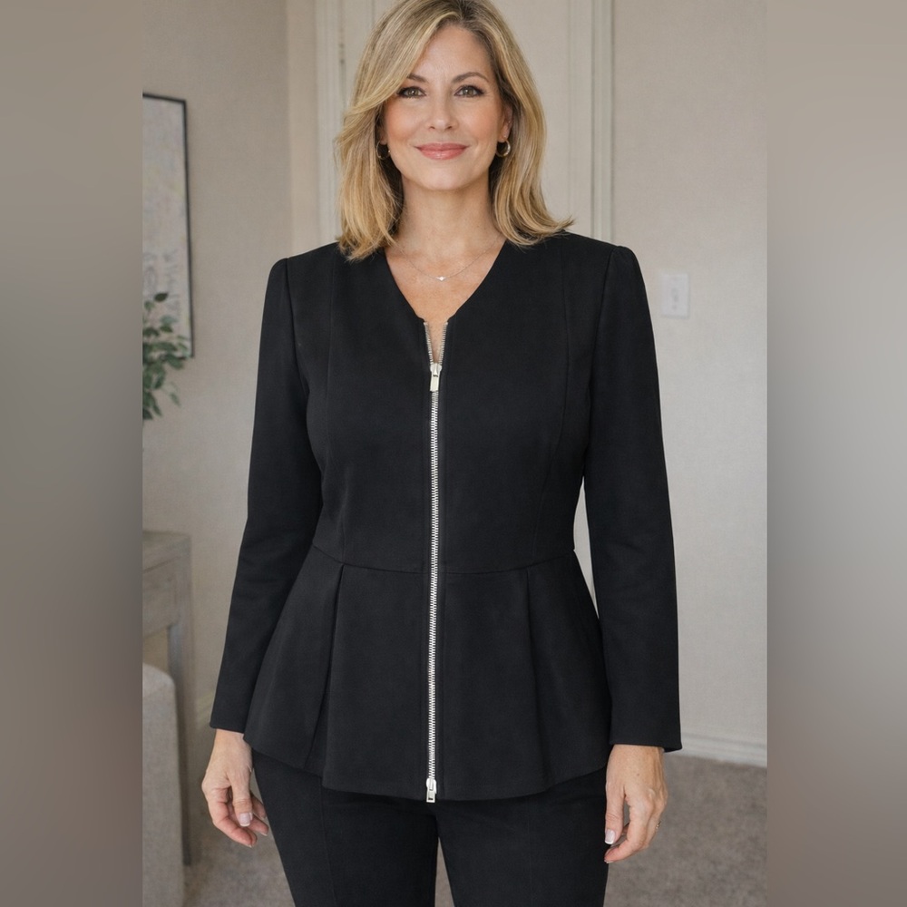 Lane Bryant Black Zip-Front Blazer